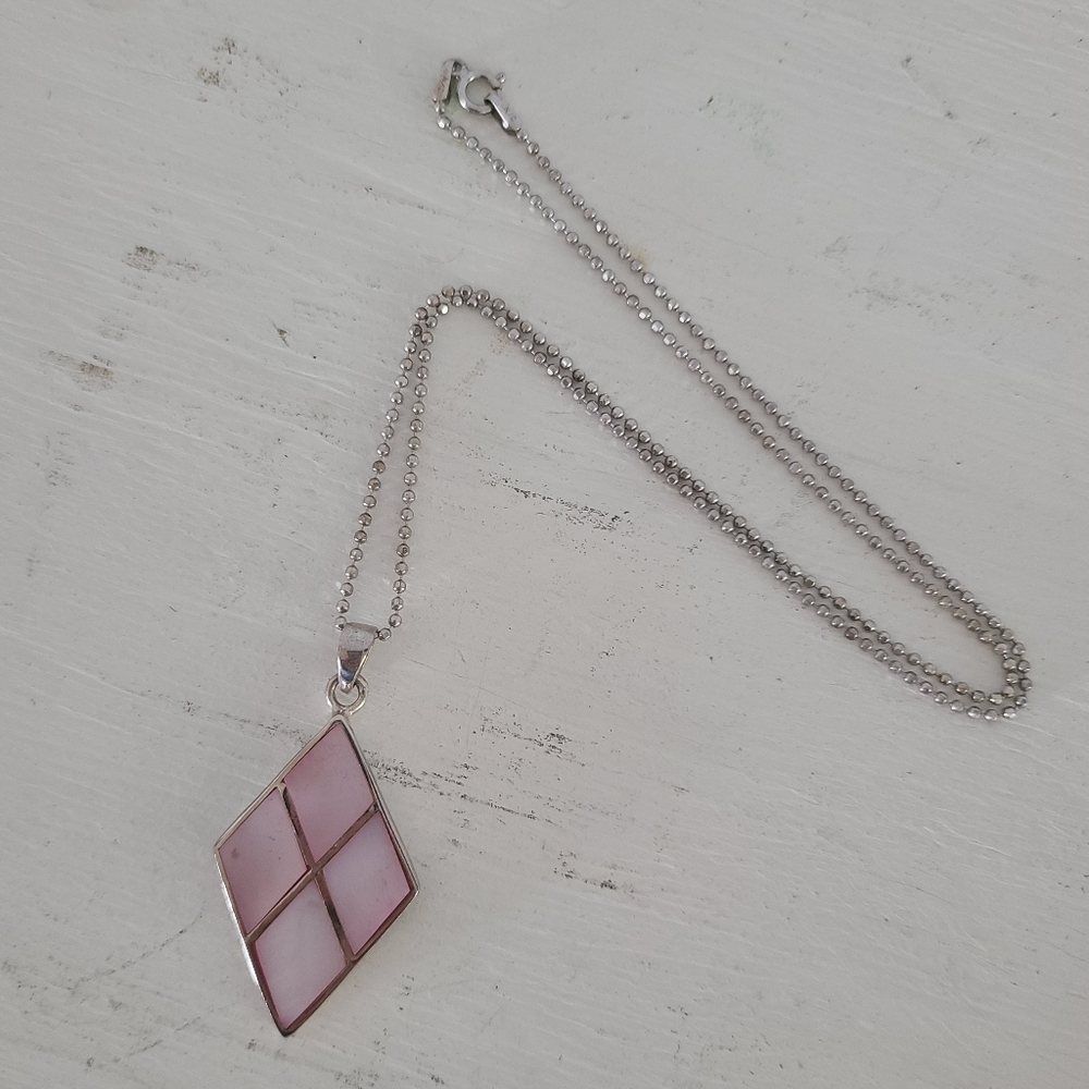 Sterling Silver Diamond Shaped Necklace